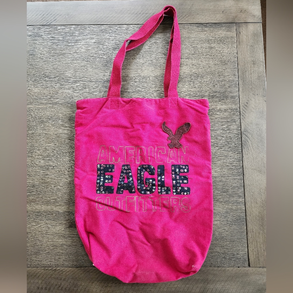 American Eagle Canvas Tote Bag - Dark Berry
